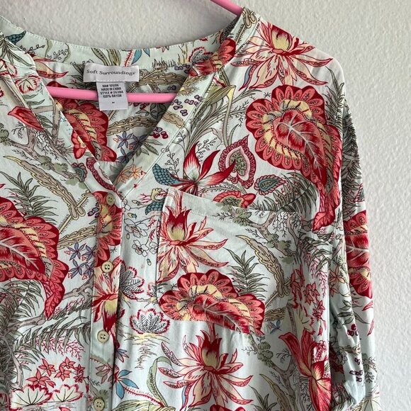 Soft Surroundings Paisley Botanical Popover Tunic Blouse Size Medium‎ - Picture 4 of 11